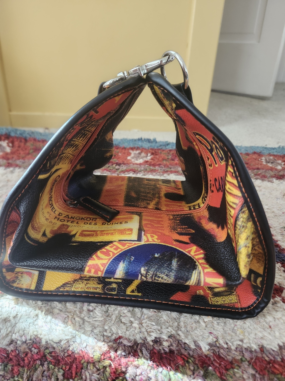 Printed Triangle Top-Handle Men’s Bag in Multicolor